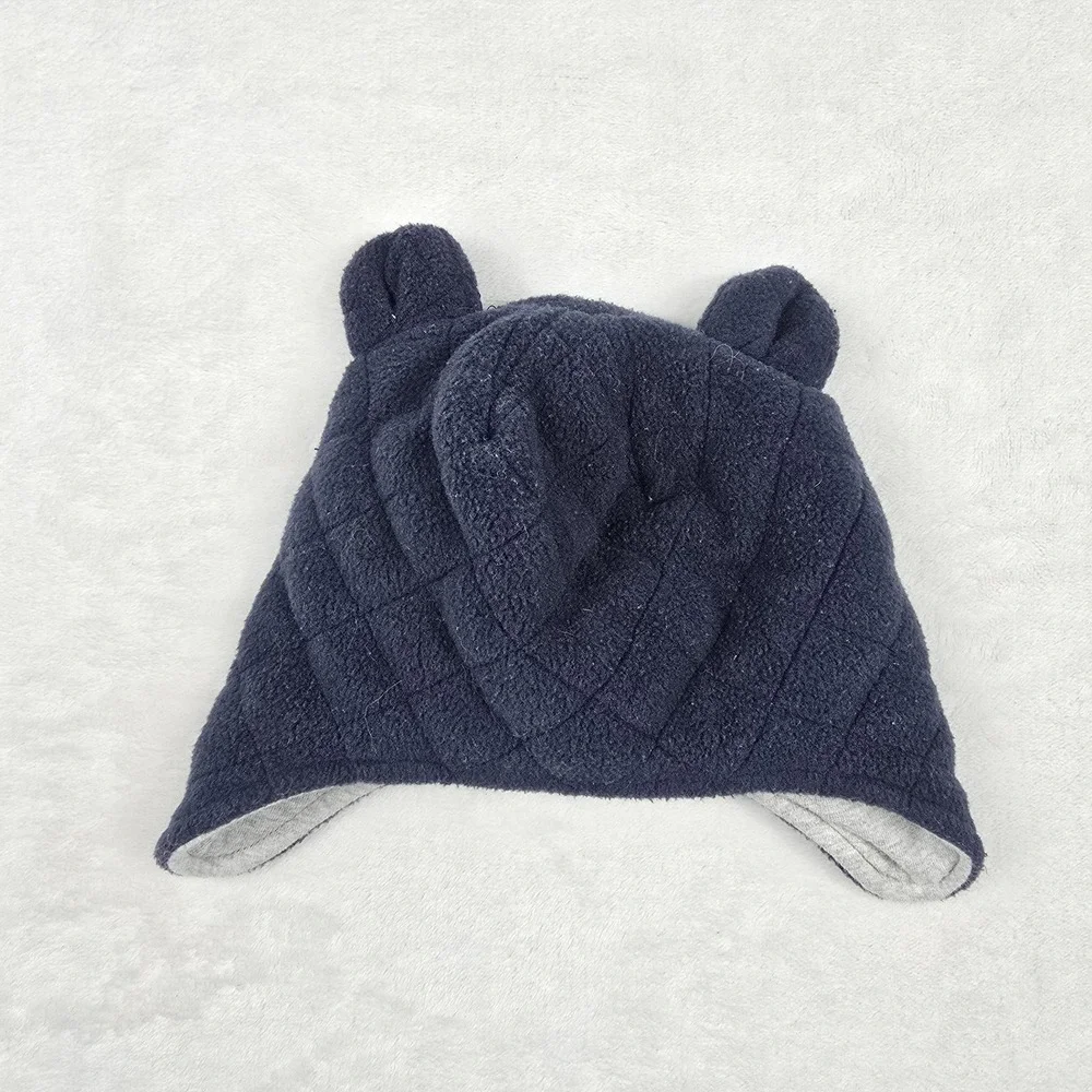 Baby Gap Size 6-12 Months‎ Navy Blue Gray Winter Hat Quilted Ears
